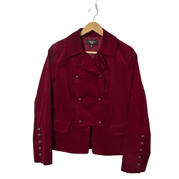 Talbots Maroon Velour Button Blazer Jacket Coat - Women’s 8 Petite - Picture 1 of 10